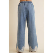 Brielle Lace Trim Wide Leg Denim Pants - Westly