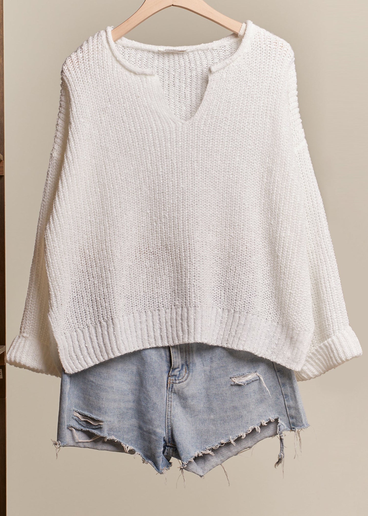 Brighton Ripped Neck Loose Fit Sweater - Westly