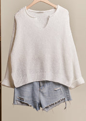 Brighton Ripped Neck Loose Fit Sweater - Westly