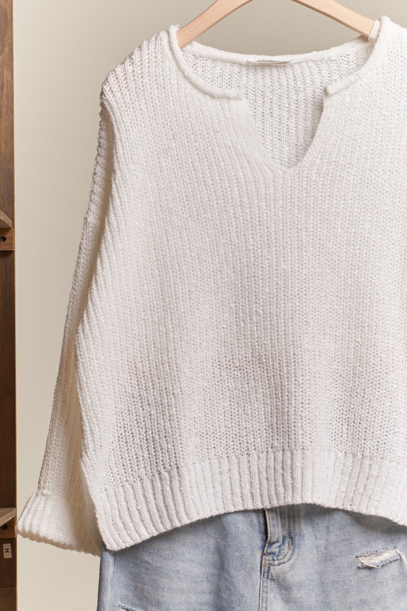 Brighton Ripped Neck Loose Fit Sweater - Westly
