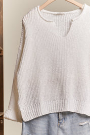 Brighton Ripped Neck Loose Fit Sweater - Westly