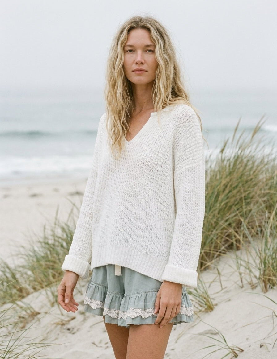Brighton Ripped Neck Loose Fit Sweater - Westly