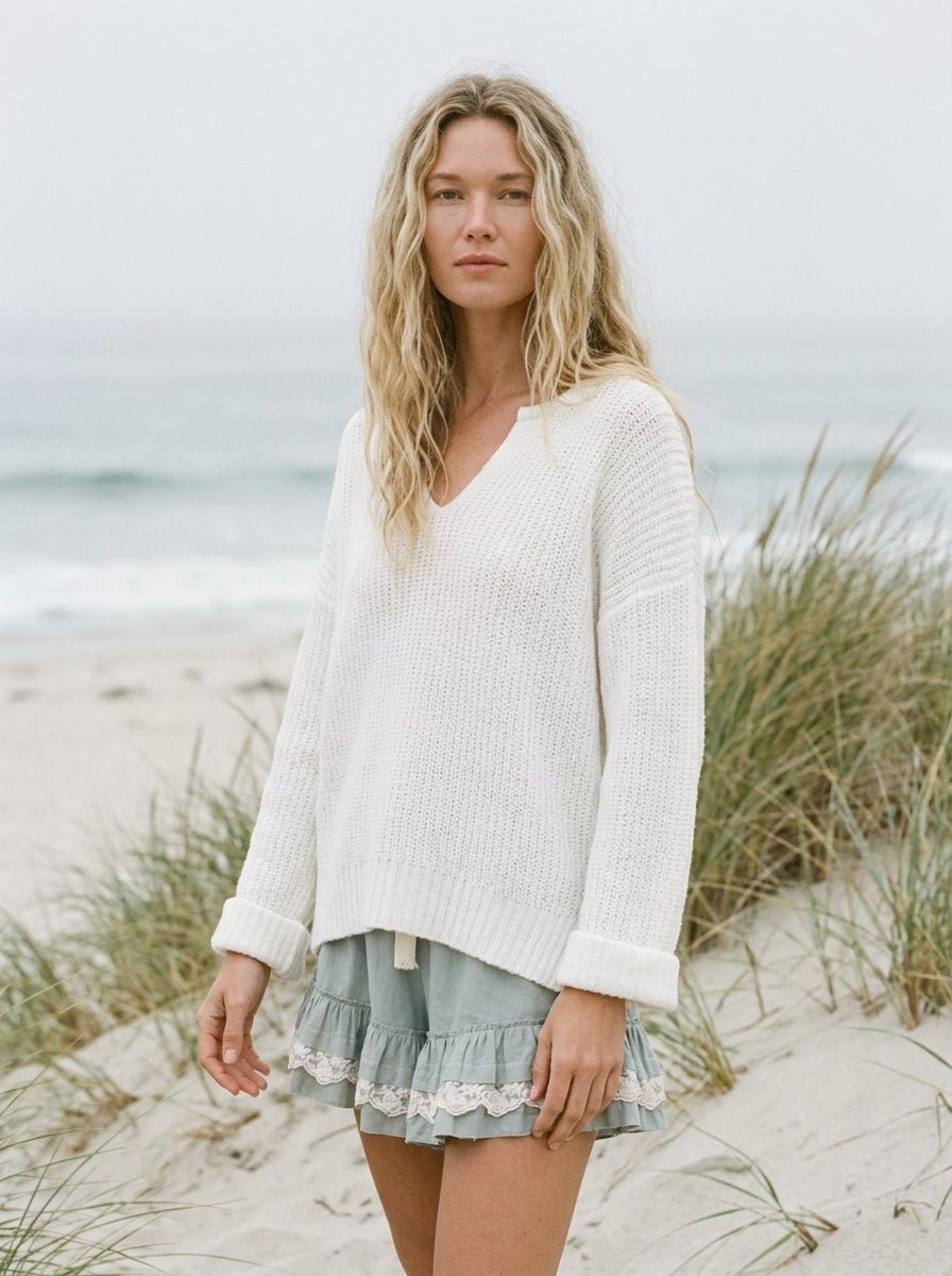 Brighton Ripped Neck Loose Fit Sweater - Westly