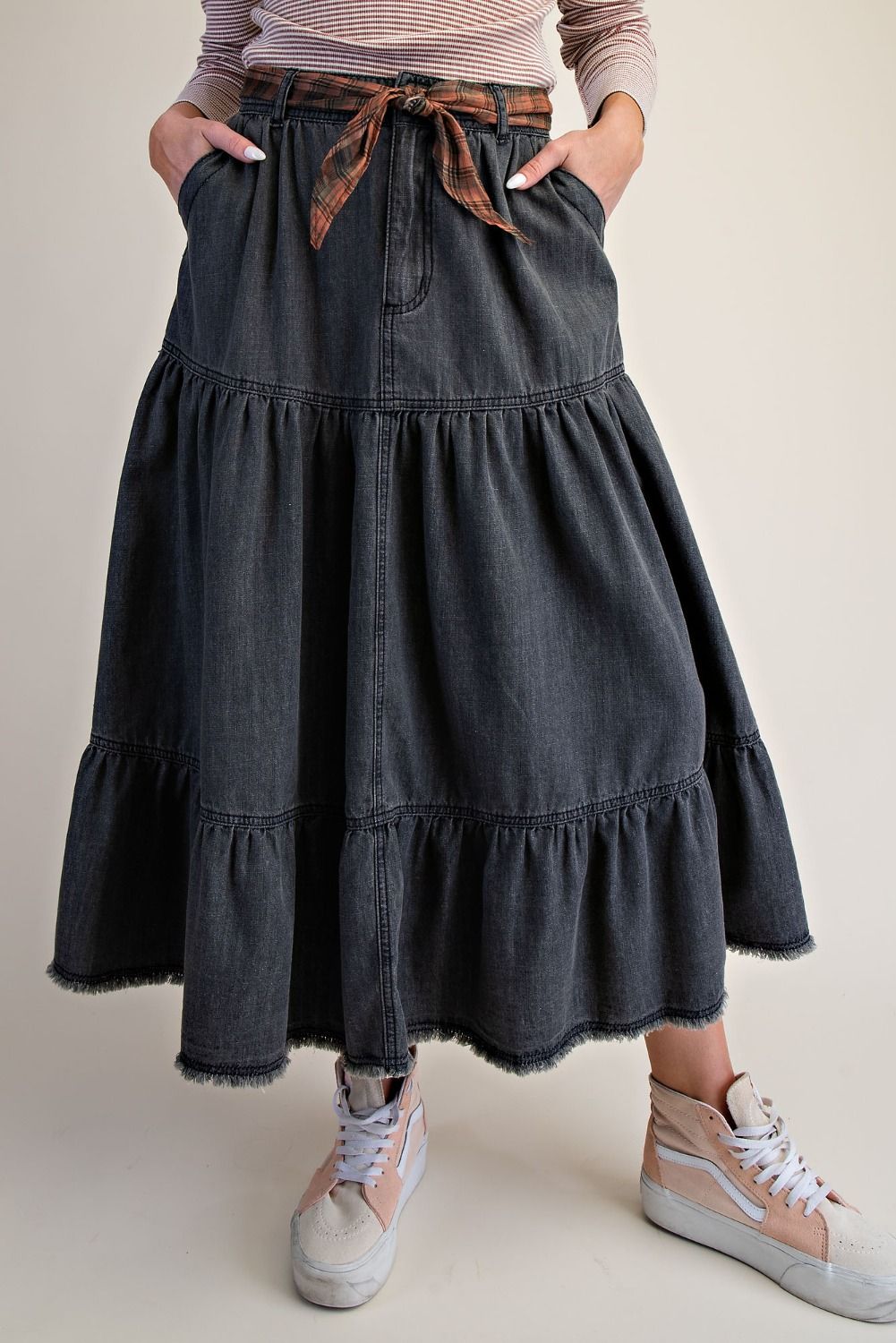 Bristol Wash Tiered Denim Skirt - Westly