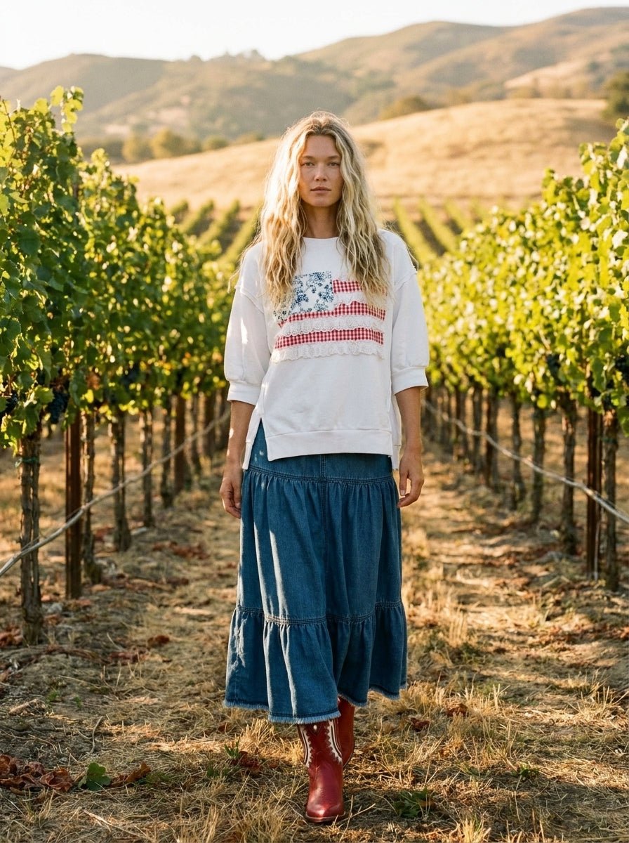 Bristol Wash Tiered Denim Skirt - Westly