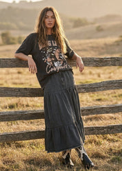 Bristol Wash Tiered Denim Skirt - Westly