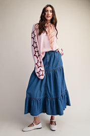 Bristol Wash Tiered Denim Skirt - Westly