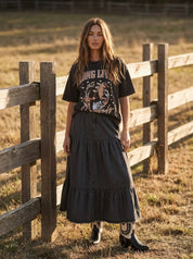 Bristol Wash Tiered Denim Skirt - Westly