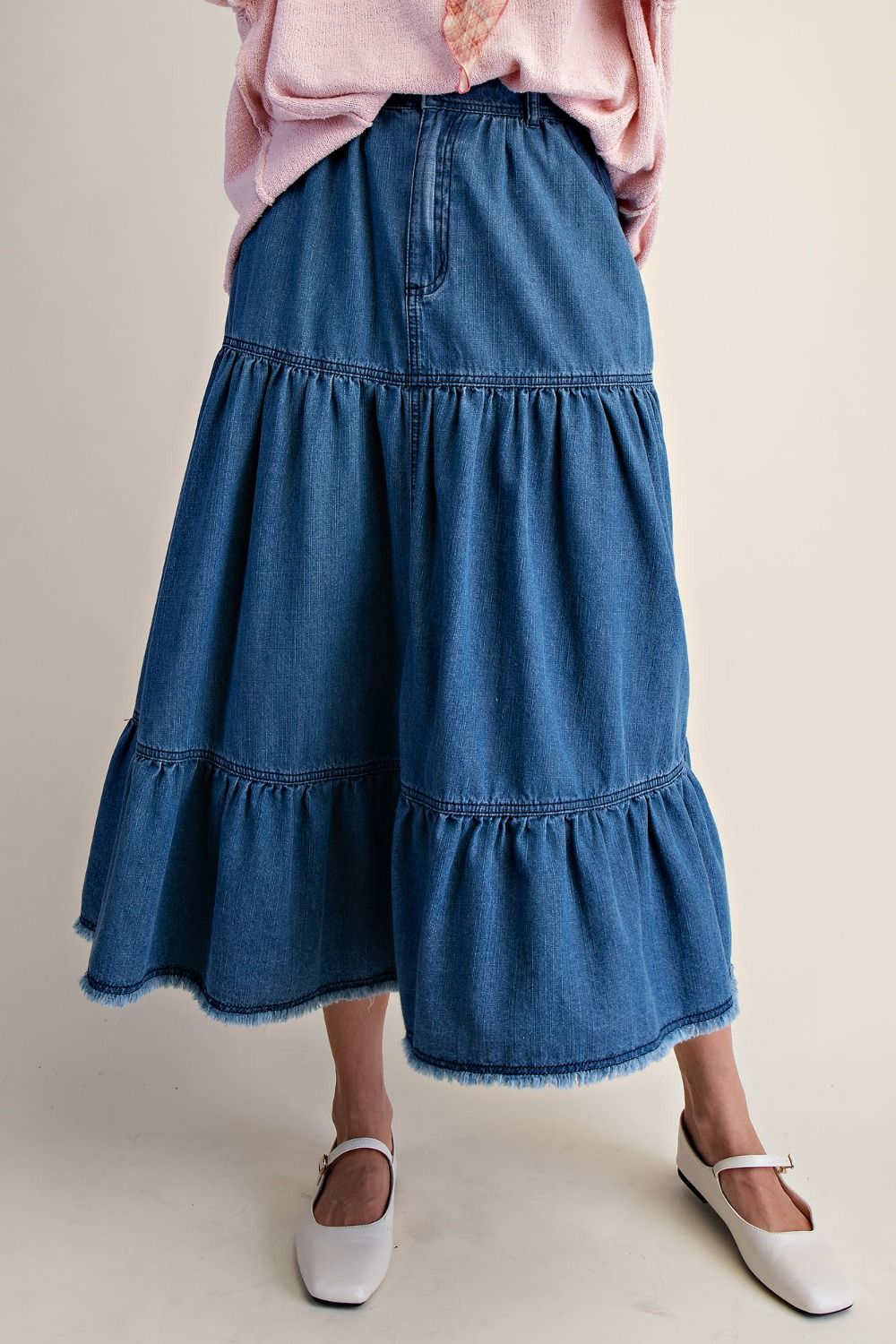 Bristol Wash Tiered Denim Skirt - Westly
