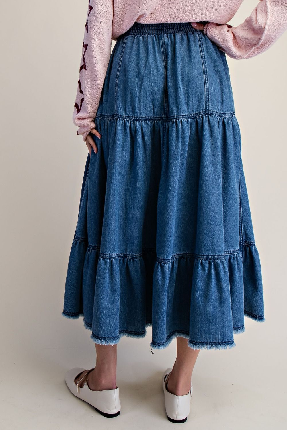 Bristol Wash Tiered Denim Skirt - Westly