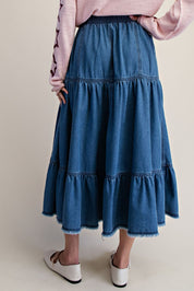 Bristol Wash Tiered Denim Skirt - Westly
