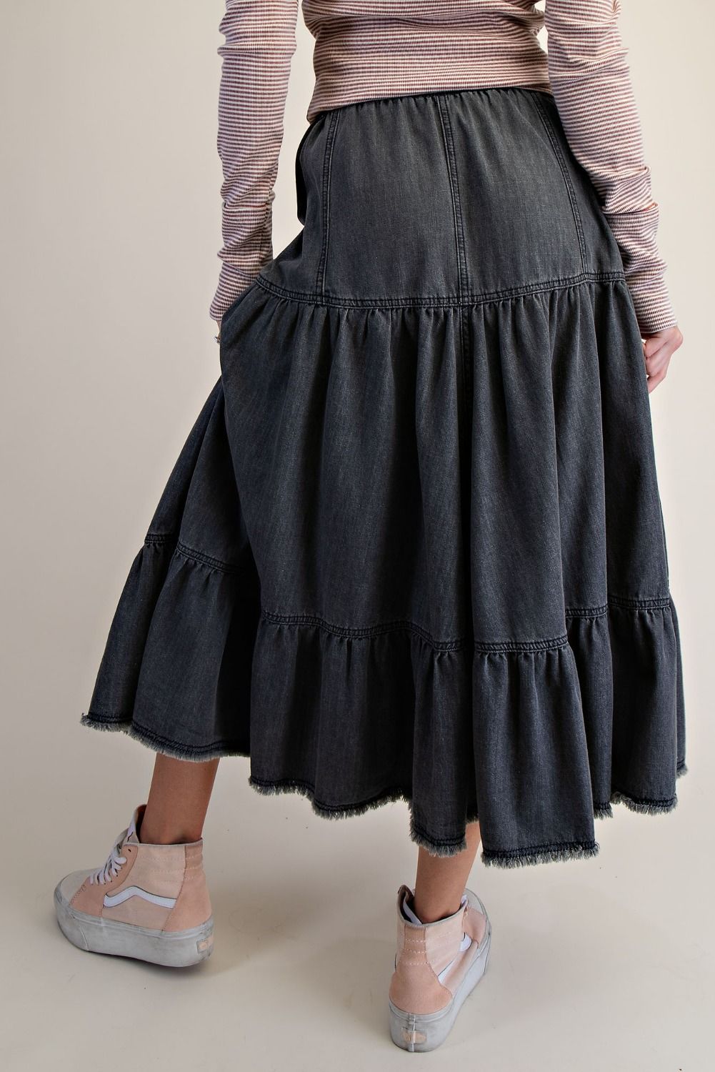Bristol Wash Tiered Denim Skirt - Westly