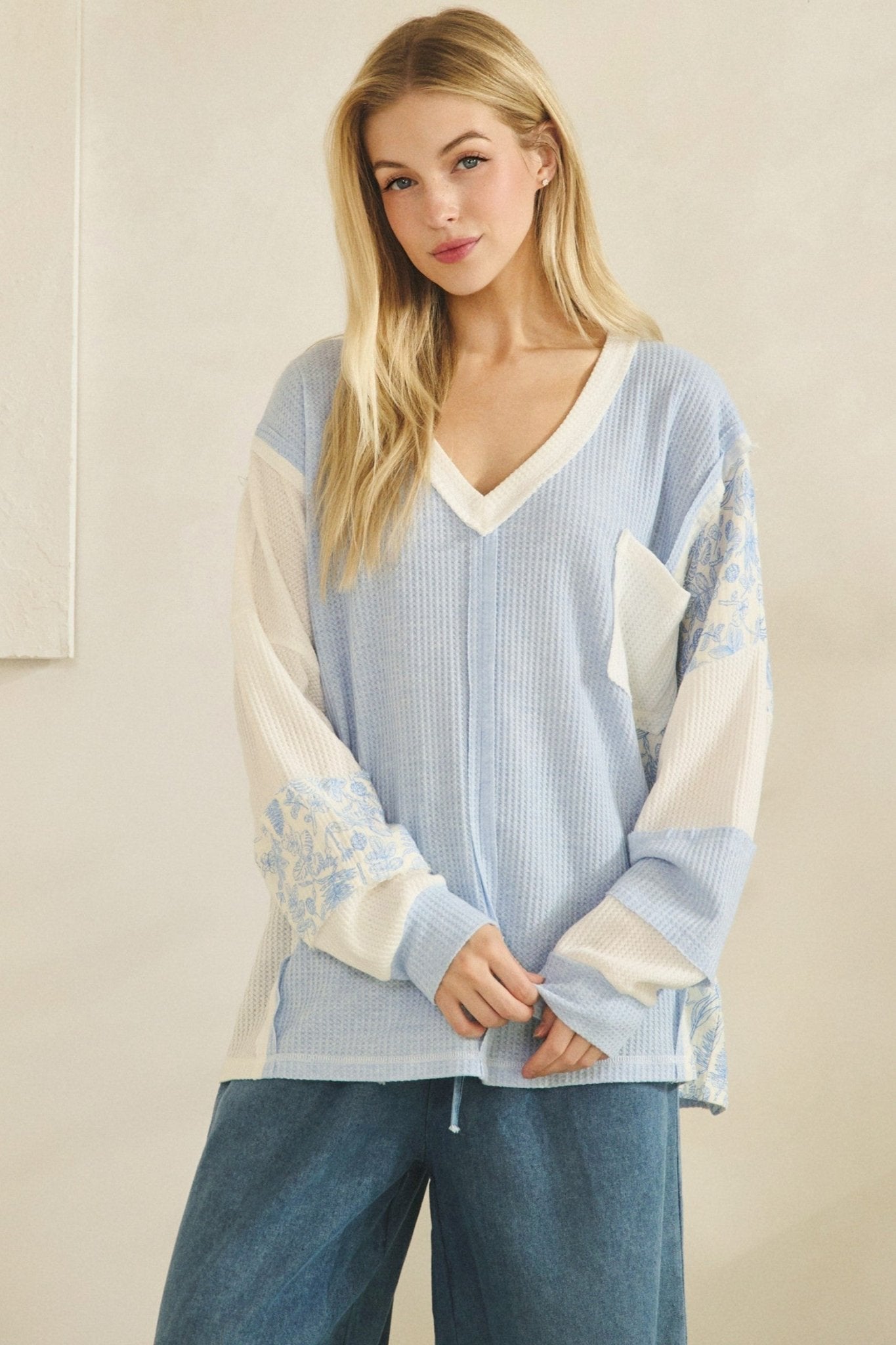 Brixton Patchwork Floral Waffle Pullover - Westly