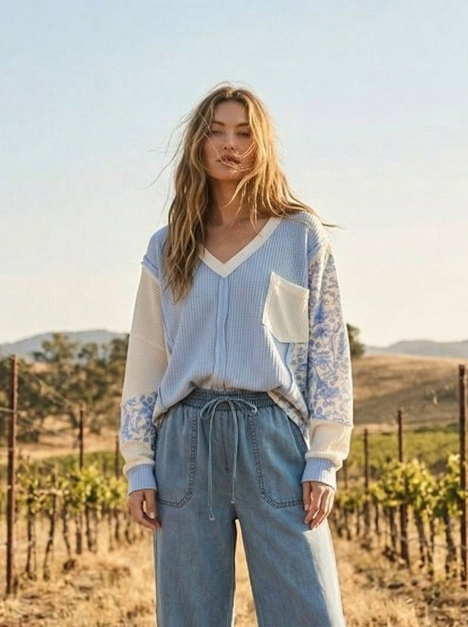 Brixton Patchwork Floral Waffle Pullover - Westly