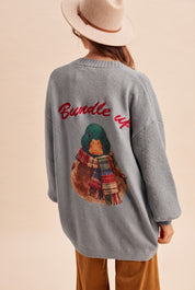 Bundle Up Mallard Open Cardigan in Heather Grey - product photo 1