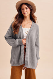 Bundle Up Mallard Open Cardigan in Heather Grey - product photo 2