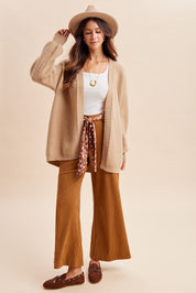 Bundle Up Mallard Open Cardigan in Oatmeal - product photo 5