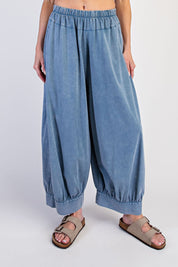 Bungalow Washed Cotton Balloon Pants in Dusty Blue, photo 2