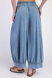 Bungalow Washed Cotton Balloon Pants in Dusty Blue, photo 3