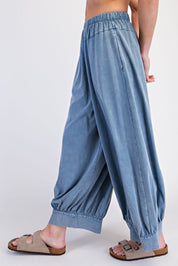 Bungalow Washed Cotton Balloon Pants in Dusty Blue, photo 4