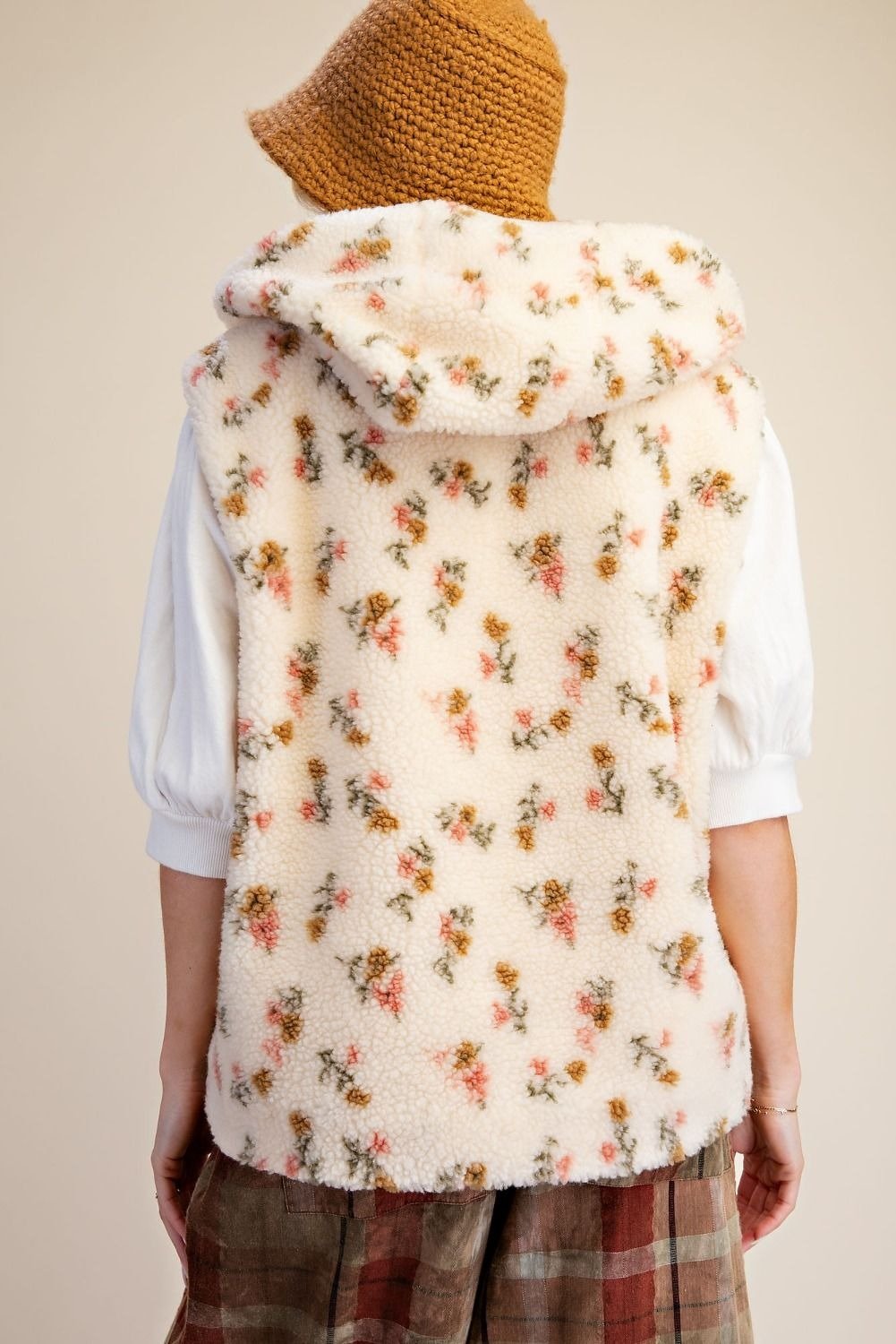 Buttercup Floral Print Hooded Sherpa Vest - Westly