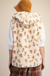 Buttercup Floral Print Hooded Sherpa Vest - Westly