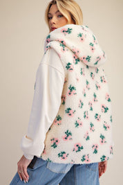 Buttercup Floral Print Hooded Sherpa Vest - Westly