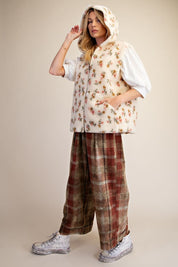 Buttercup Floral Print Hooded Sherpa Vest - Westly