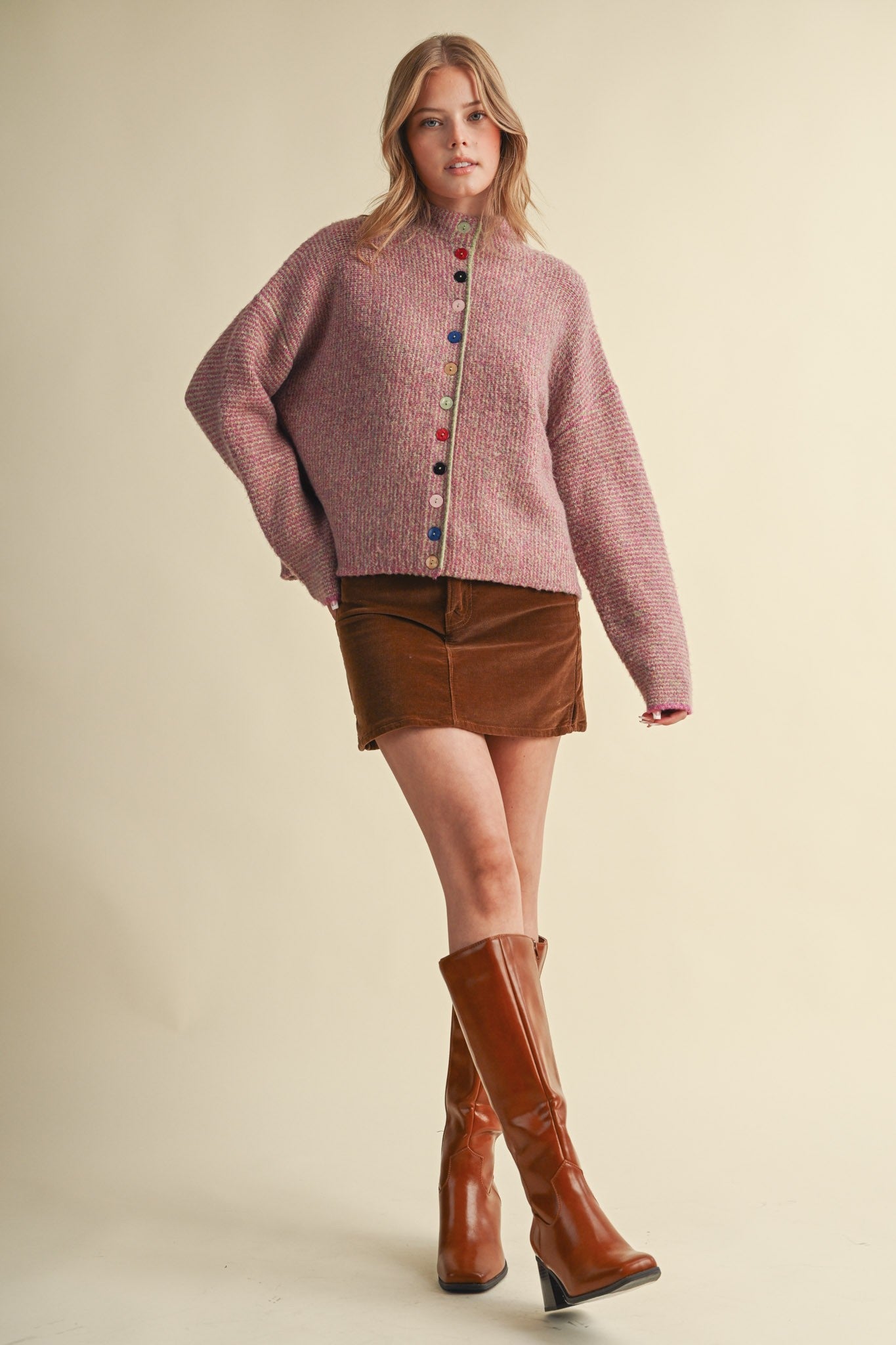 Button Collector Textured Stripe Knit Cardigan - Westly