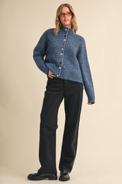 Button Collector Textured Stripe Knit Cardigan - Westly