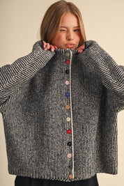 Button Collector Textured Stripe Knit Cardigan - Westly