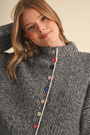 Button Collector Textured Stripe Knit Cardigan - Westly