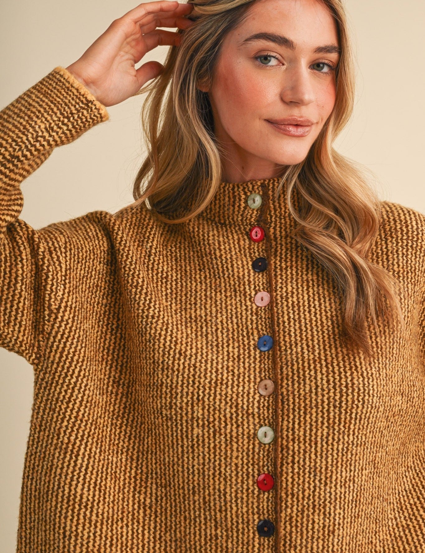 Button Collector Textured Stripe Knit Cardigan - Westly