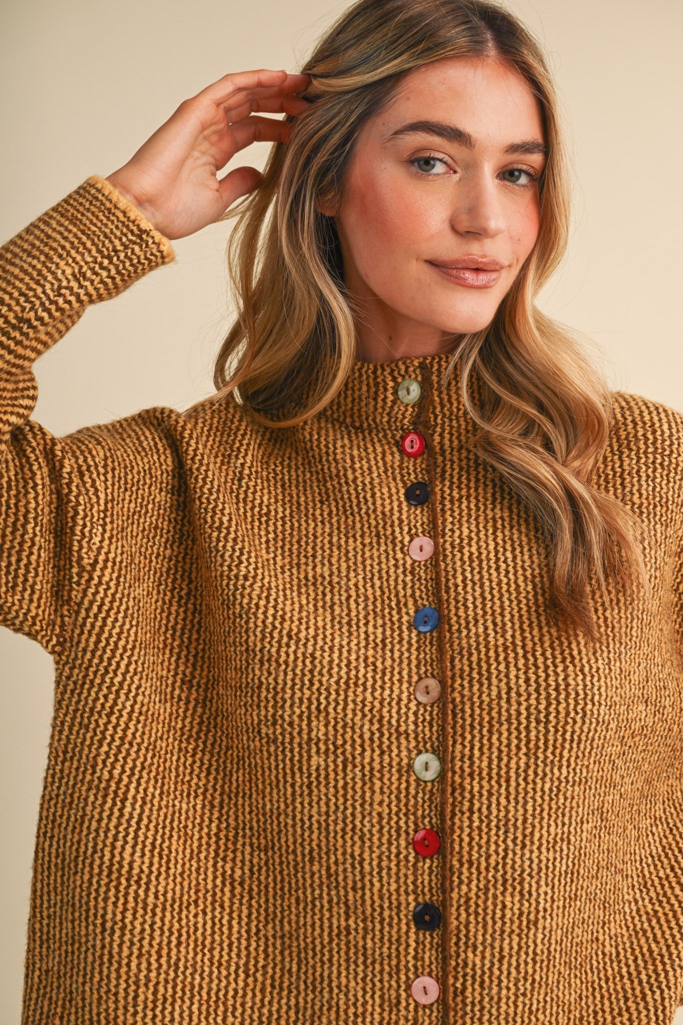 Button Collector Textured Stripe Knit Cardigan - Westly