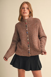 Button Collector Textured Stripe Knit Cardigan - Westly