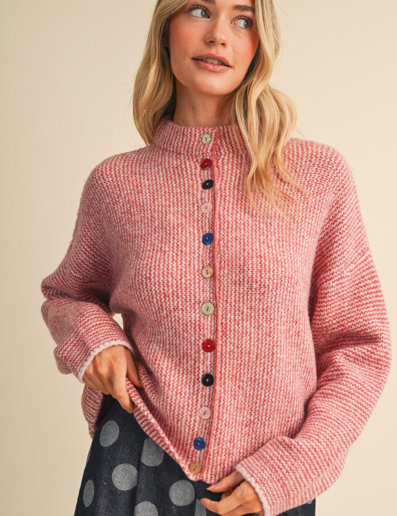 Button Collector Textured Stripe Knit Cardigan - Westly