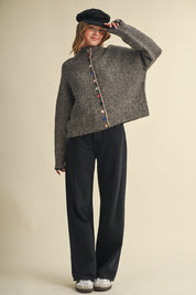 Button Collector Textured Stripe Knit Cardigan - Westly