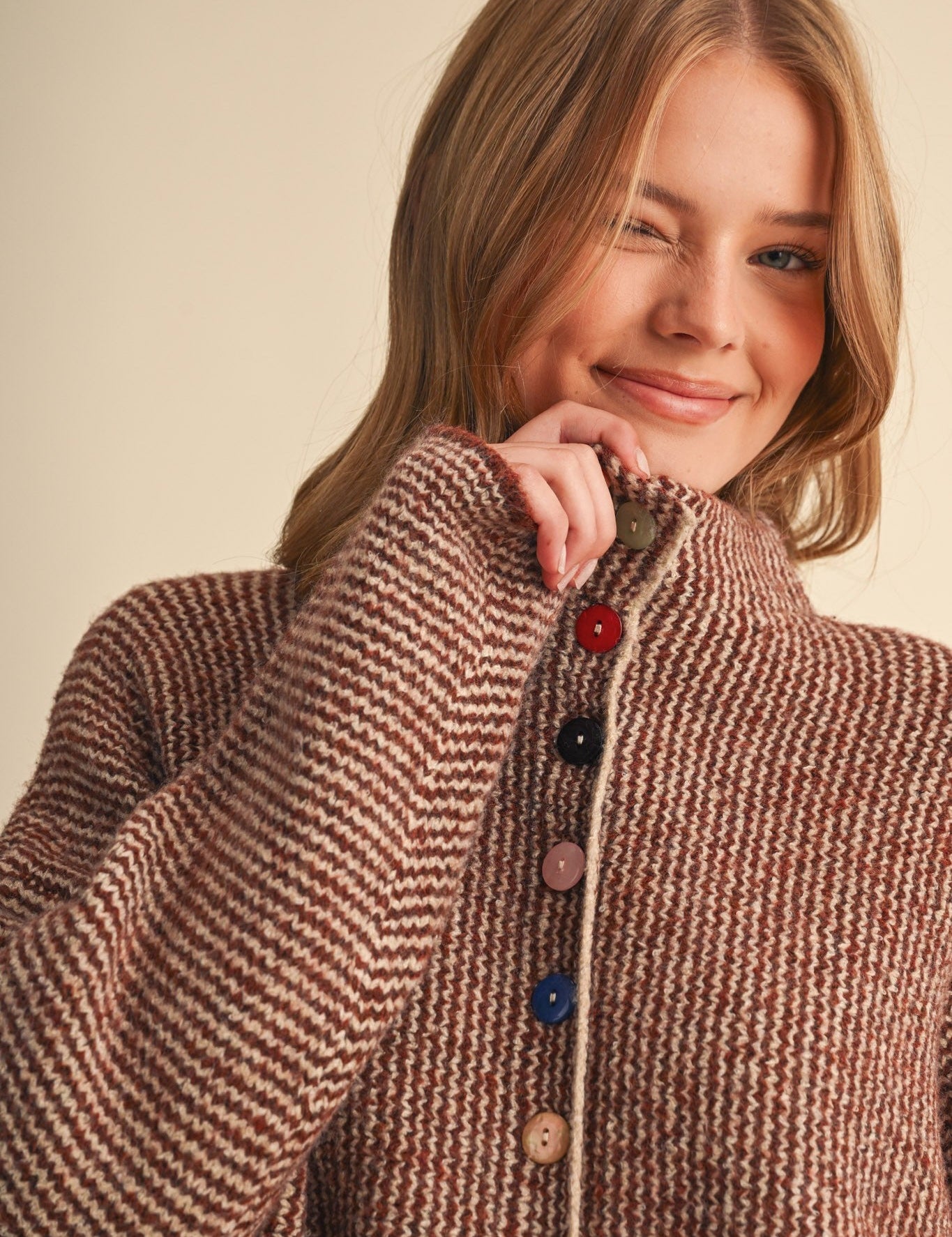 Button Collector Textured Stripe Knit Cardigan - Westly