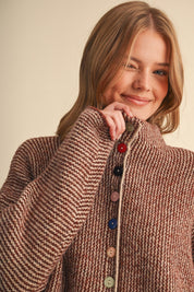 Button Collector Textured Stripe Knit Cardigan - Westly