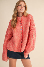 Button Collector Textured Stripe Knit Cardigan - Westly