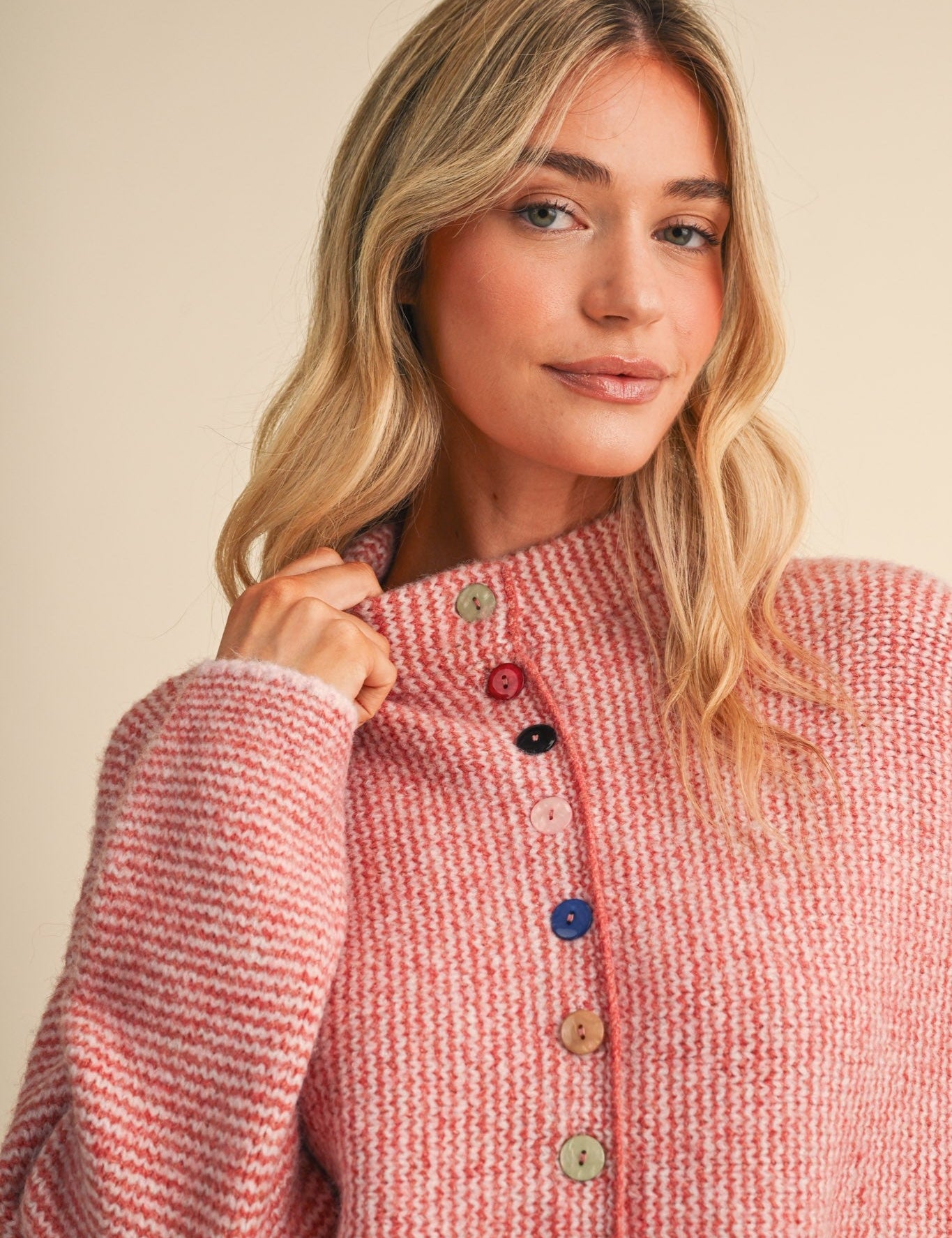 Button Collector Textured Stripe Knit Cardigan - Westly