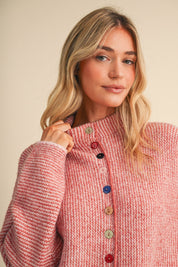 Button Collector Textured Stripe Knit Cardigan - Westly