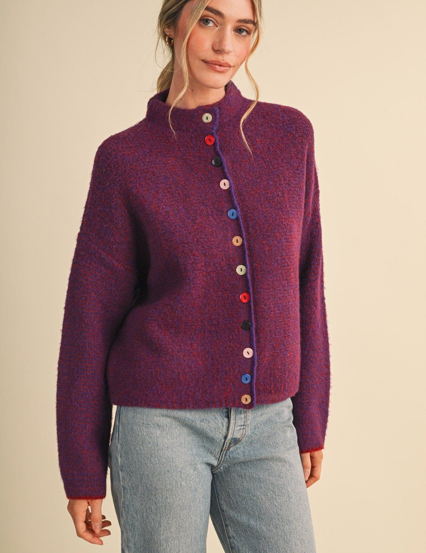 Button Collector Textured Stripe Knit Cardigan - Westly