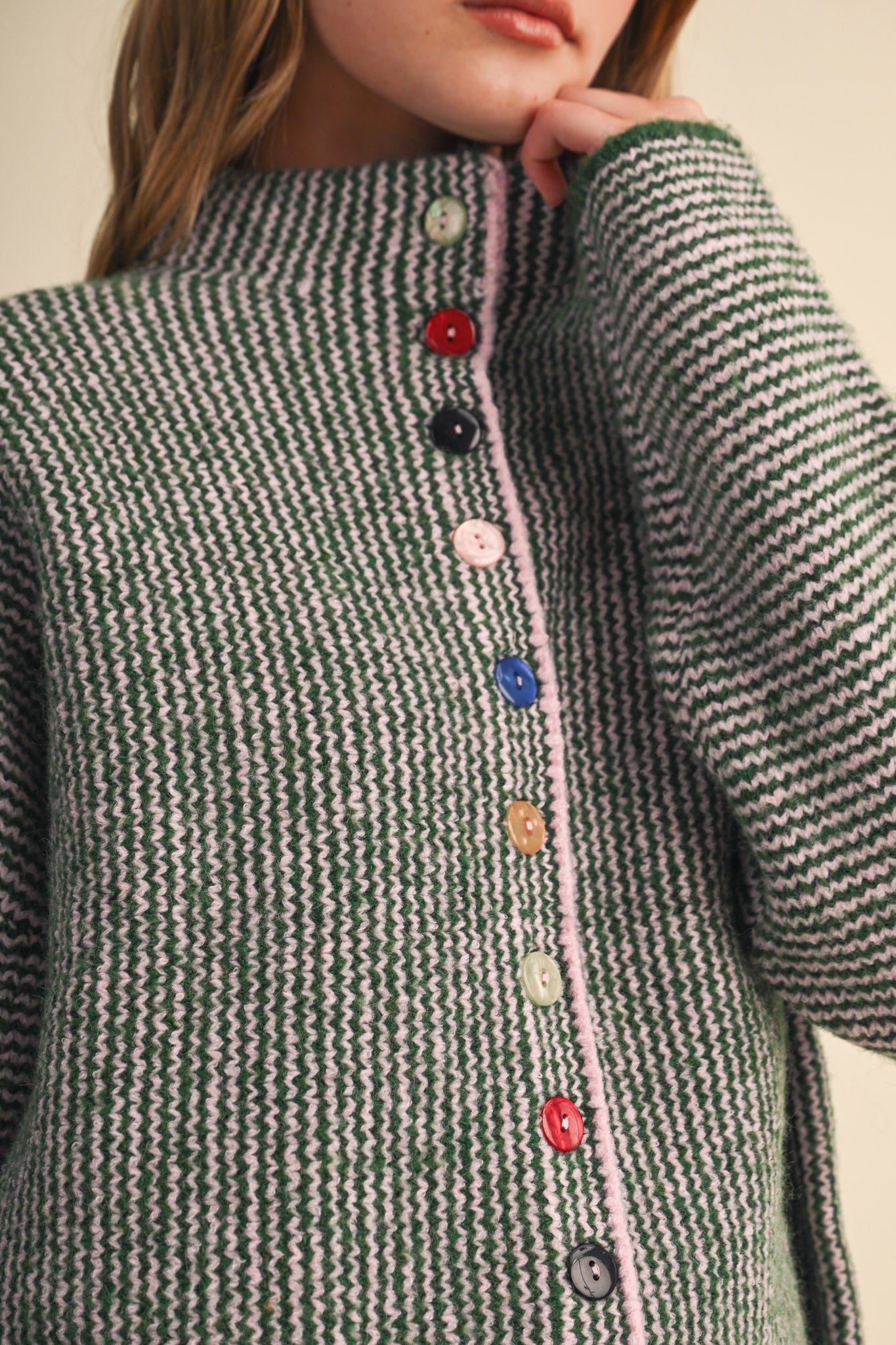 Button Collector Textured Stripe Knit Cardigan - Westly