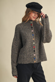 Button Collector Textured Stripe Knit Cardigan - Westly
