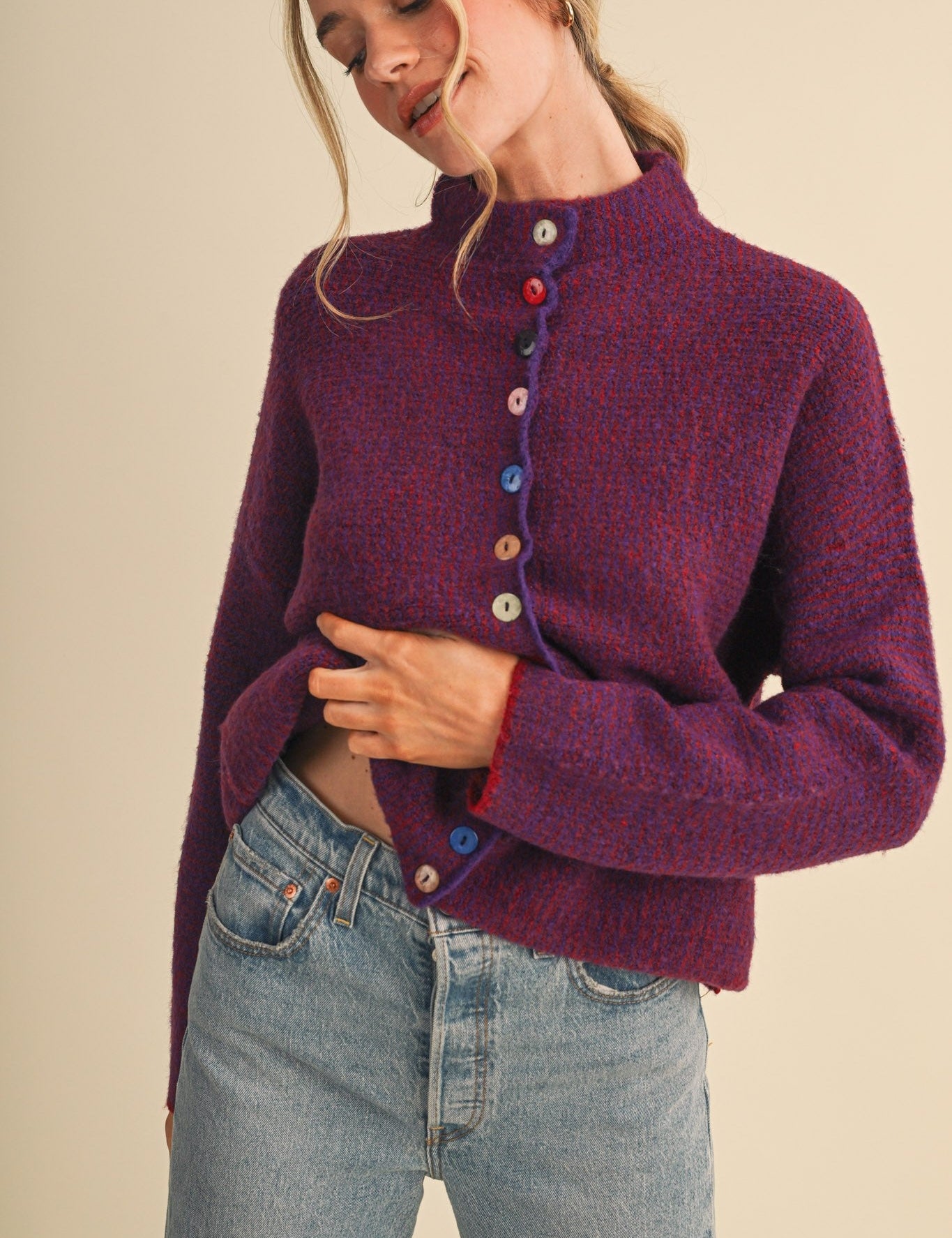 Button Collector Textured Stripe Knit Cardigan - Westly