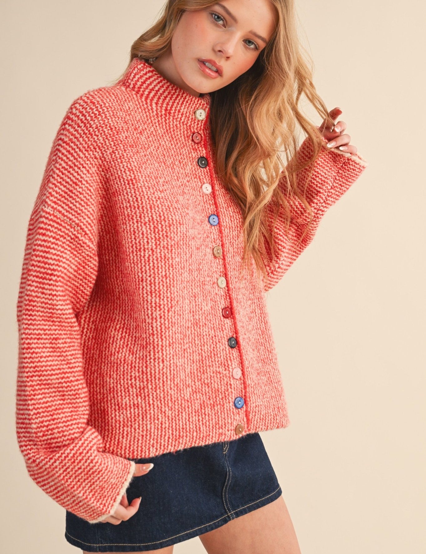 Button Collector Textured Stripe Knit Cardigan - Westly