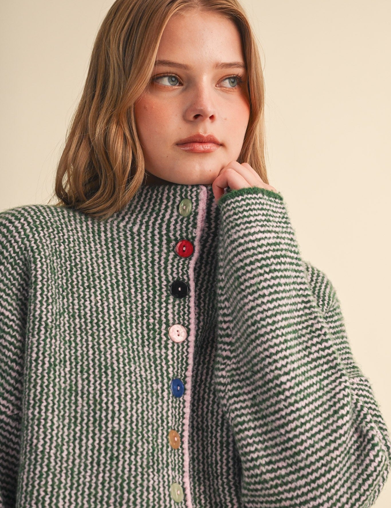 Button Collector Textured Stripe Knit Cardigan - Westly