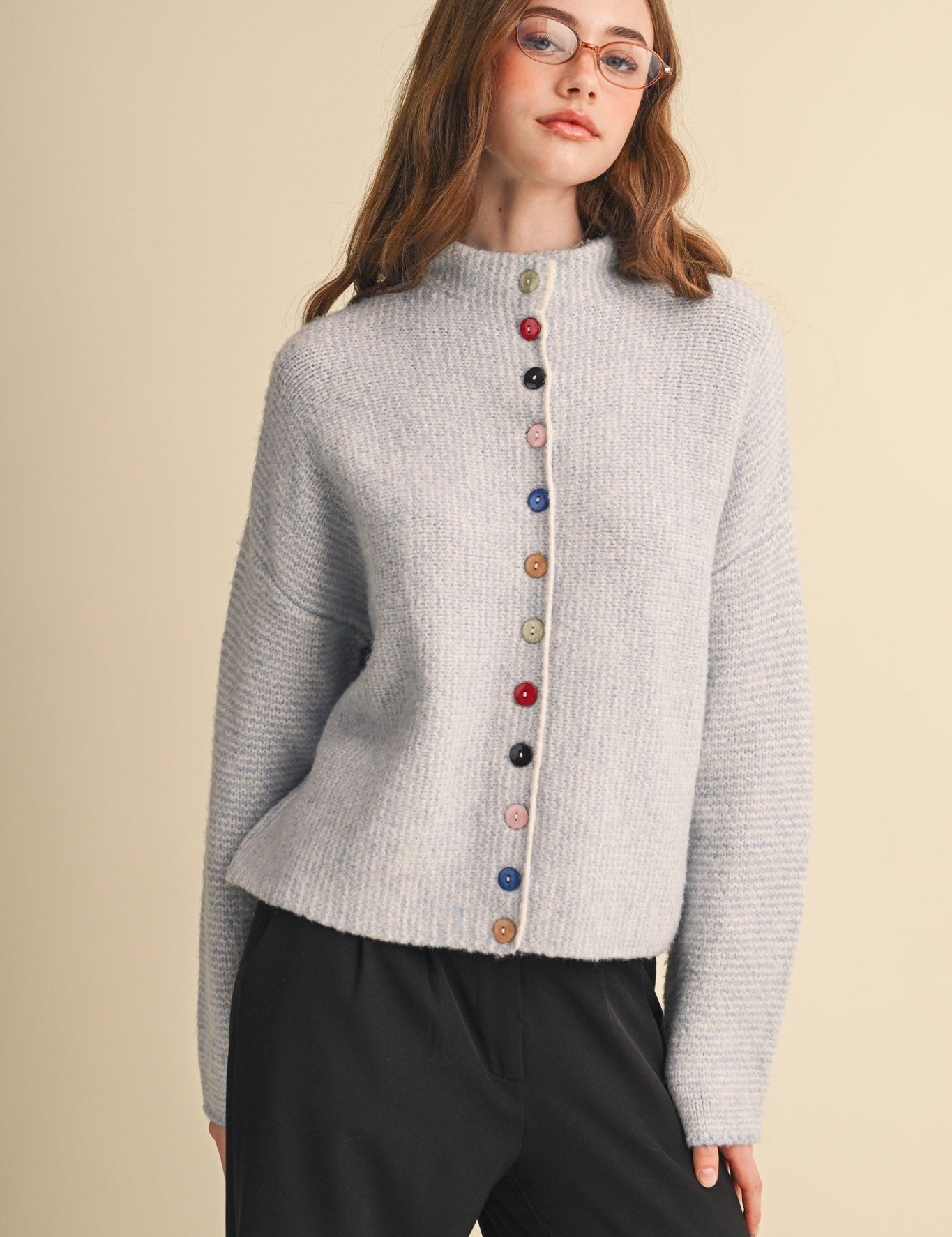 Button Collector Textured Stripe Knit Cardigan - Westly