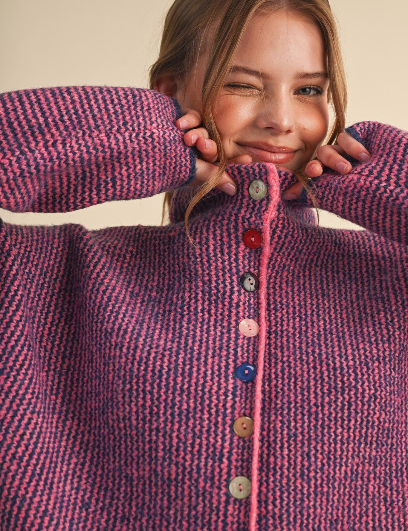 Button Collector Textured Stripe Knit Cardigan - Westly